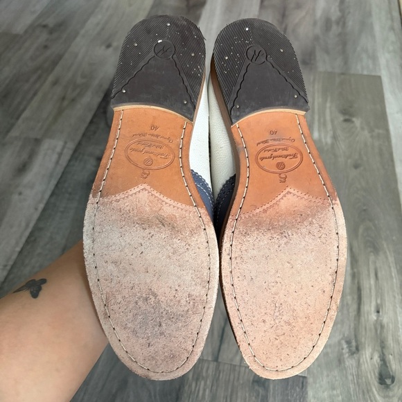 Cole Haan Leather Wingtip Oxford Derby Shoes Two-tone Gray White Brogue - Picture 5 of 6